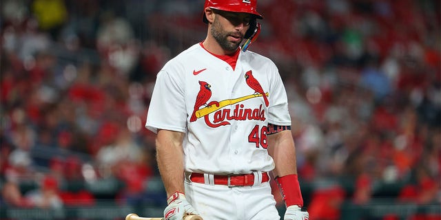 Paul Goldschmidt returns to the dugout after striking out