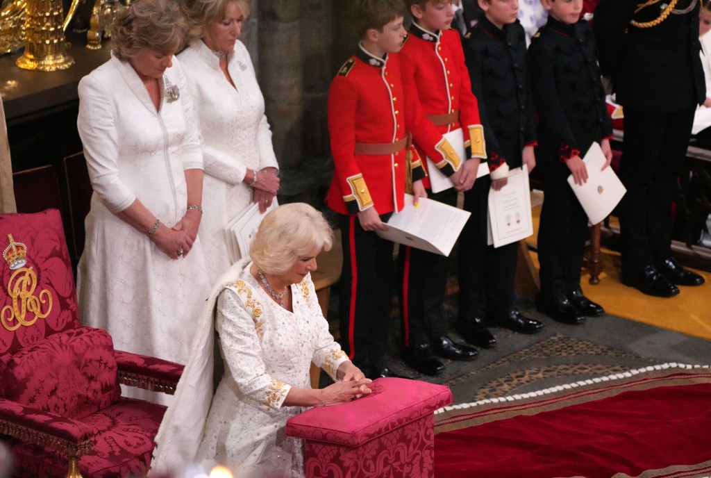 Queen Camilla during her coronation ceremony at Westminster Abbey 