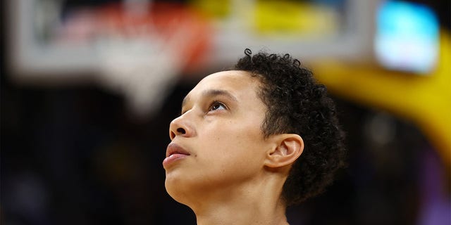 Brittney Griner warms up before a game against the Sparks