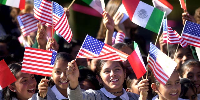 Mexican American flags