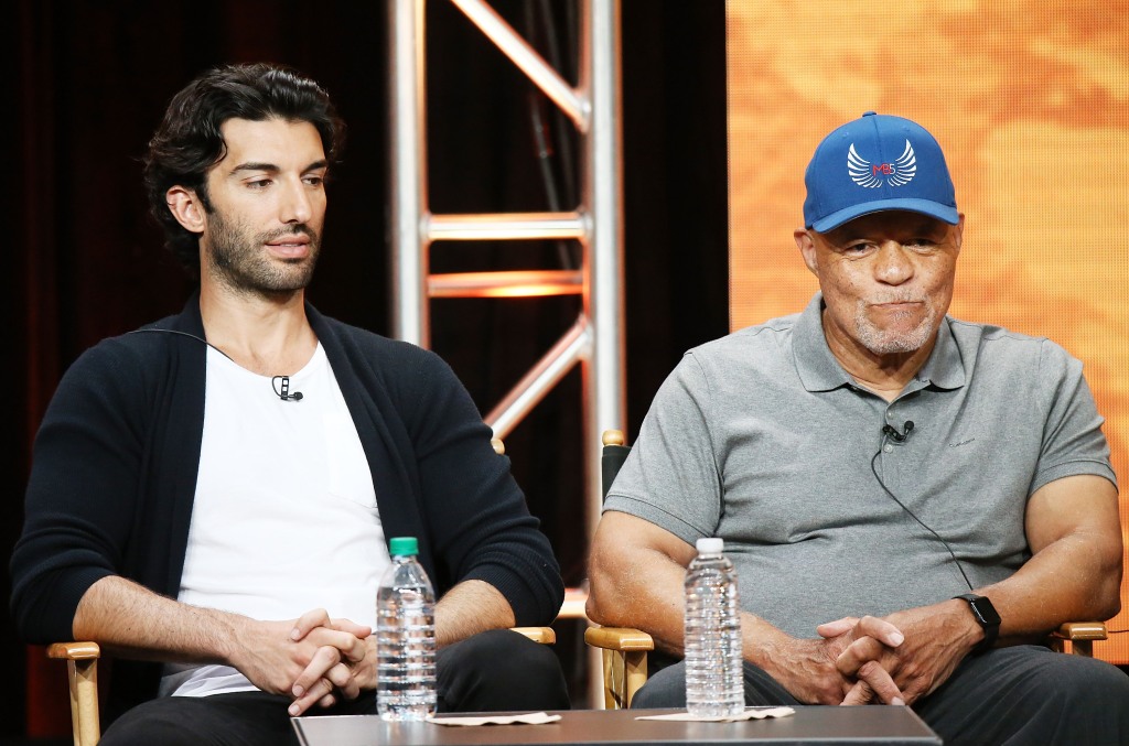 Justin Baldoni and John Beasley of 'Everwood' speak onstage during the 2017 Summer TCA Tour - CW Panels held at The Beverly Hilton Hotel on August 2, 2017 in Beverly Hills, Calif. 