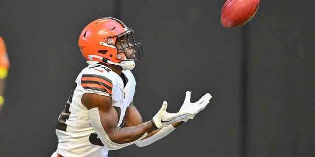 Jerome Ford receives the ball