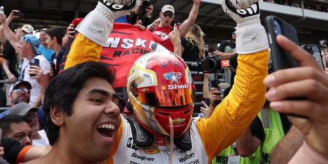 Josef Newgarden in the stands