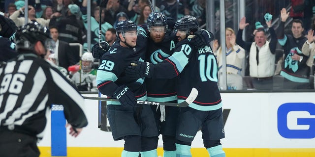 Kraken Players celebrate goal