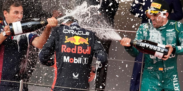 F1 drivers on the podium