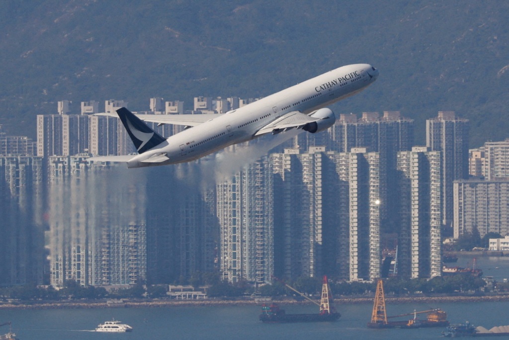 Cathay Pacific plane taking off