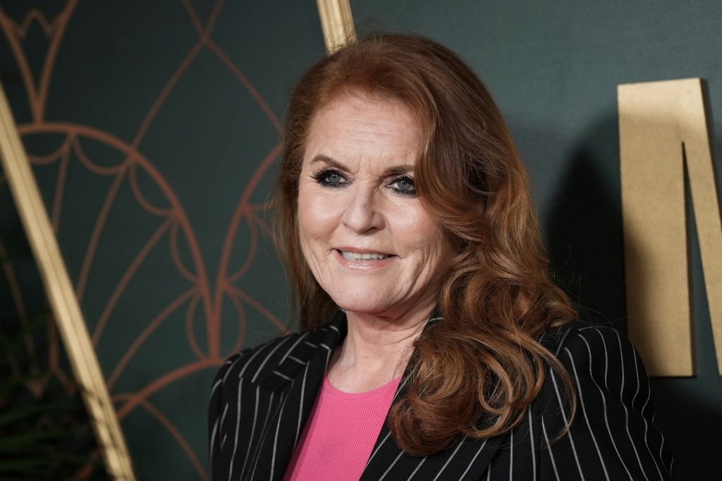 Sarah Ferguson poses for photographers upon arrival at the UK premiere of the film "Marlowe" in London on March 16.