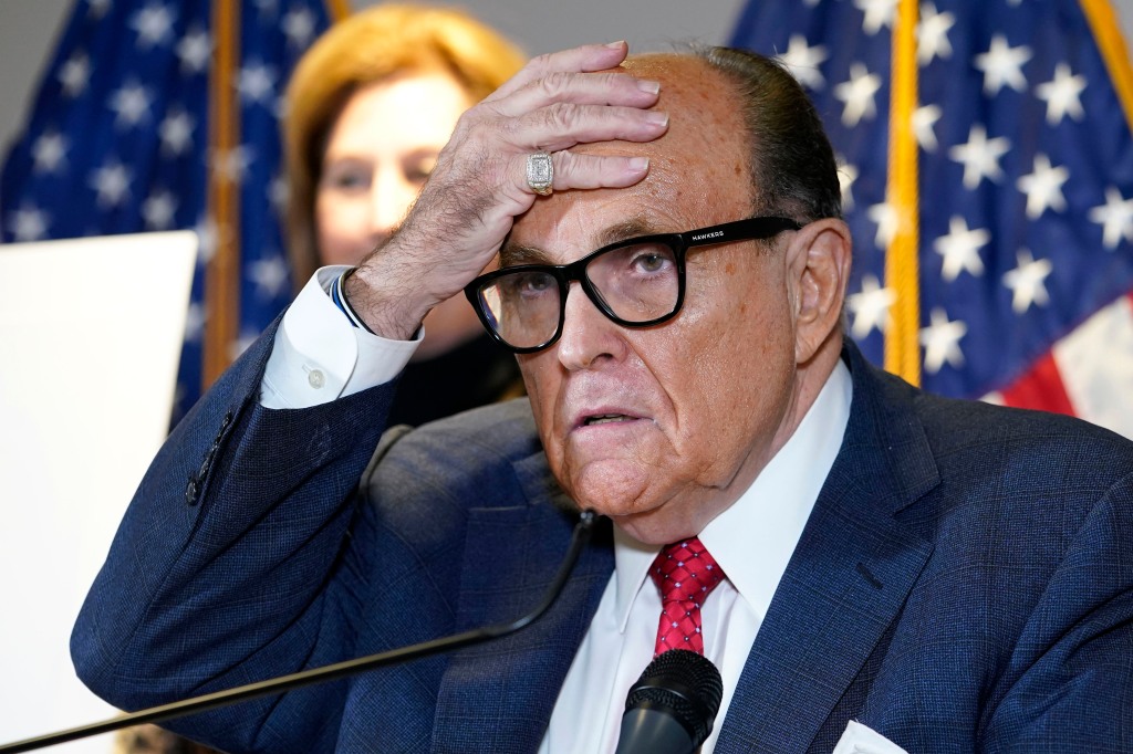 Rudy Giuliani speaks during a news conference at the Republican National Committee headquarters in Washington, on Nov. 19, 2020.