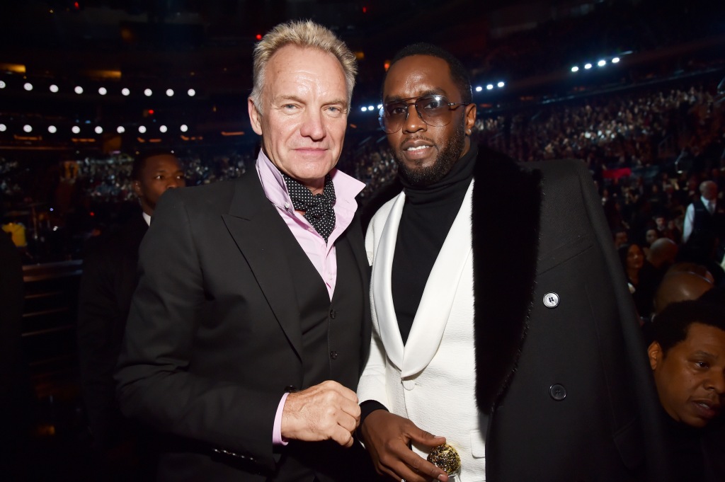 Sting and Diddy at the 2018 Grammys.