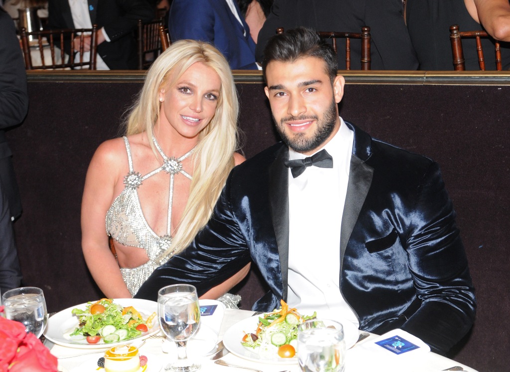 Britney Spears (L) and Sam Asghari attend the 29th Annual GLAAD Media Awards at The Beverly Hilton Hotel on April 12, 2018 in Beverly Hills, California.