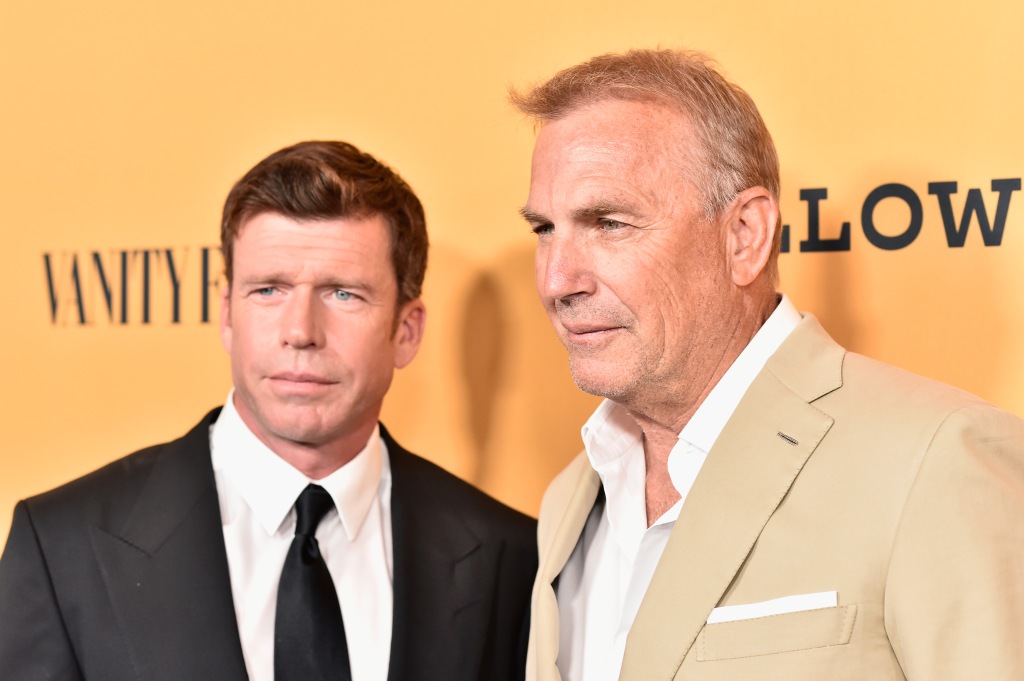 Taylor Sheridan and Kevin Costner attend "Yellowstone" premiere at Paramount Pictures on June 11, 2018 in Los Angeles, California.  