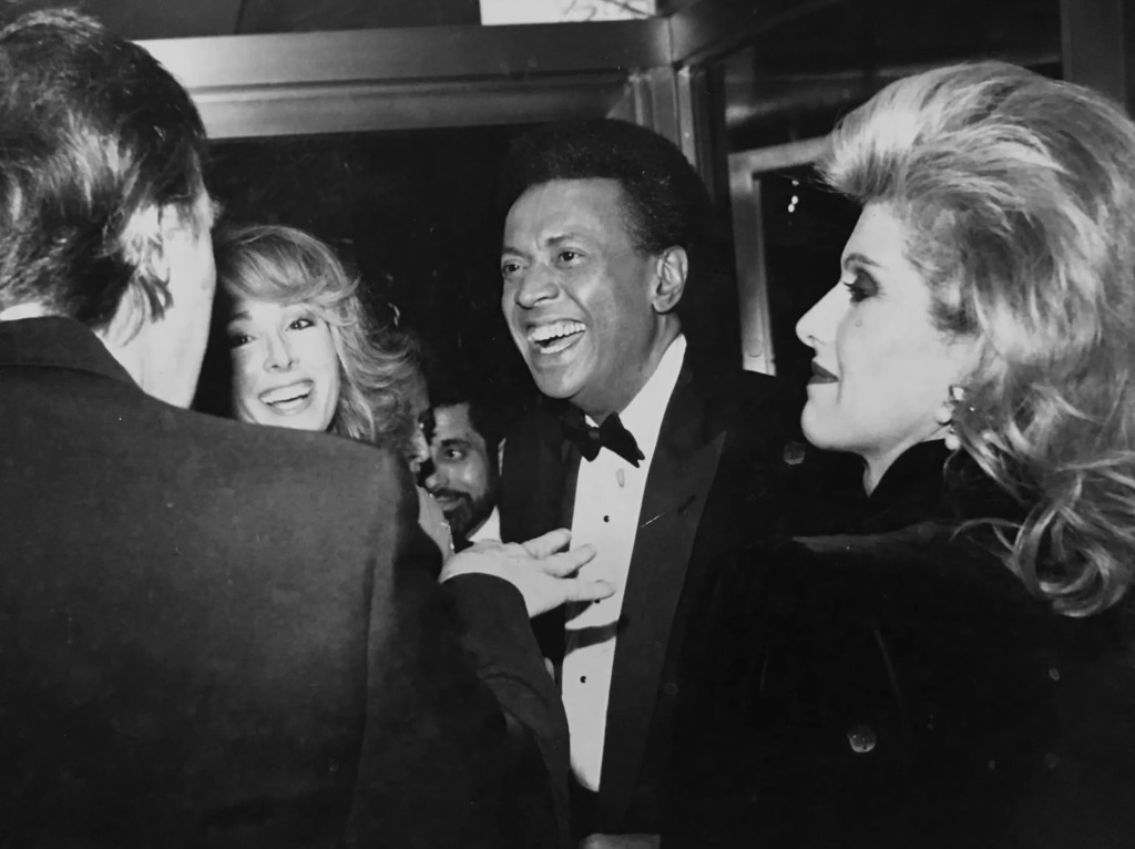 Donald Trump, E. Jean Carroll, John Johnson and Ivana Trump at an NBC party, late 1980s.