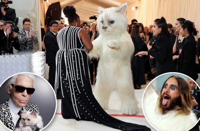 Jared Leto dresses up as Karl Lagerfeld’s famed cat Choupette at Met Gala 2023