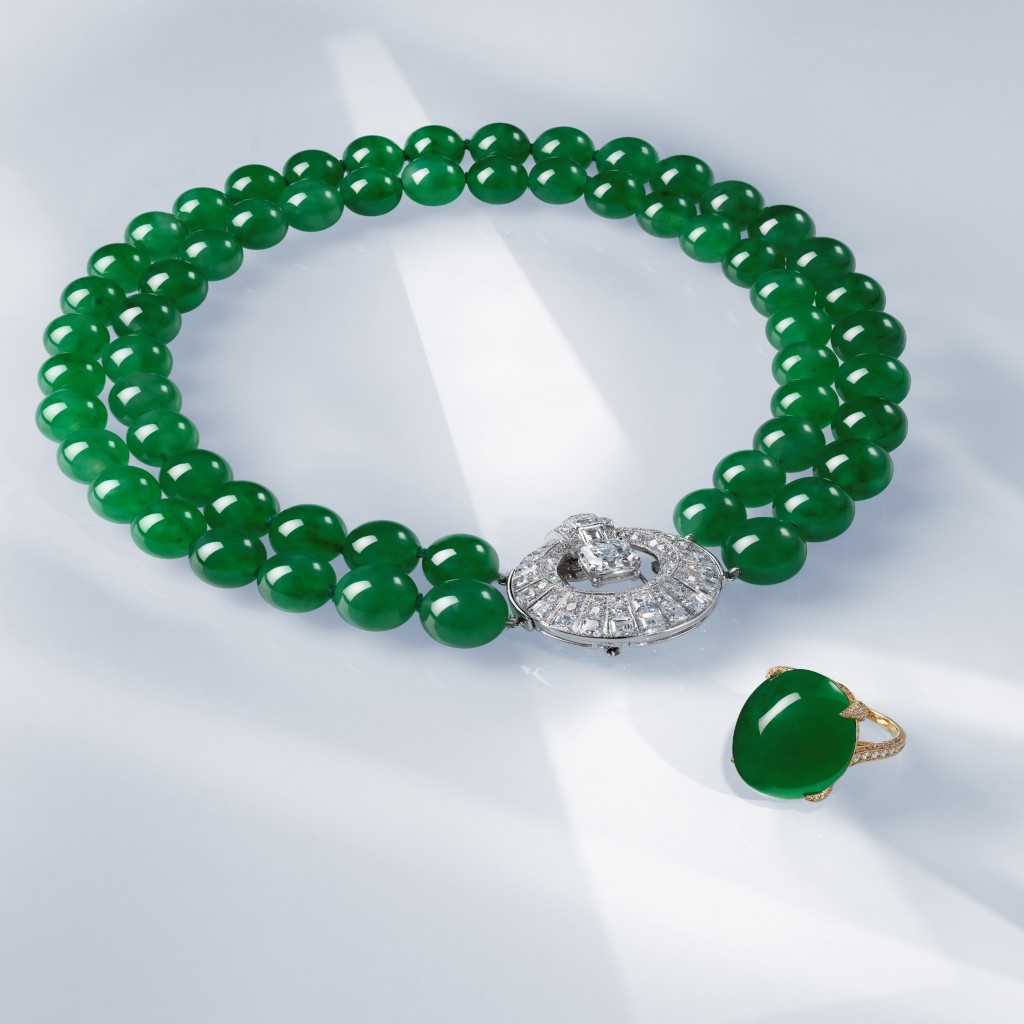 Jadeite and diamond necklace