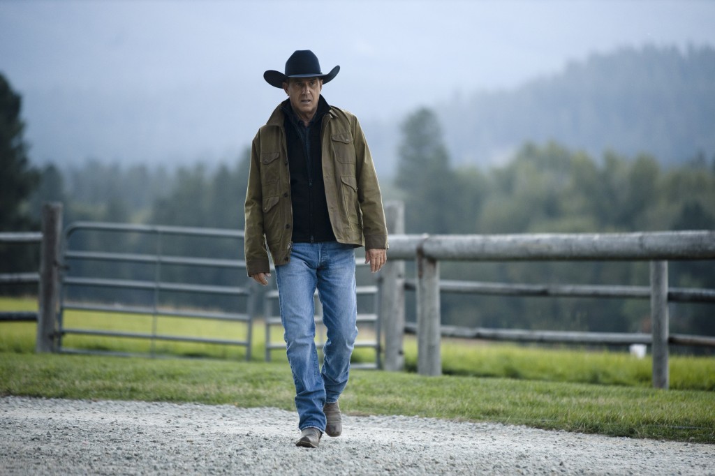 Kevin Costner on the set of "Yellowstone."