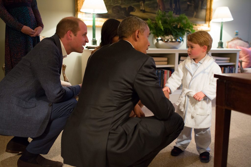 Prince George shakes Obama's hand during the then president's visit to the UK in 2016.