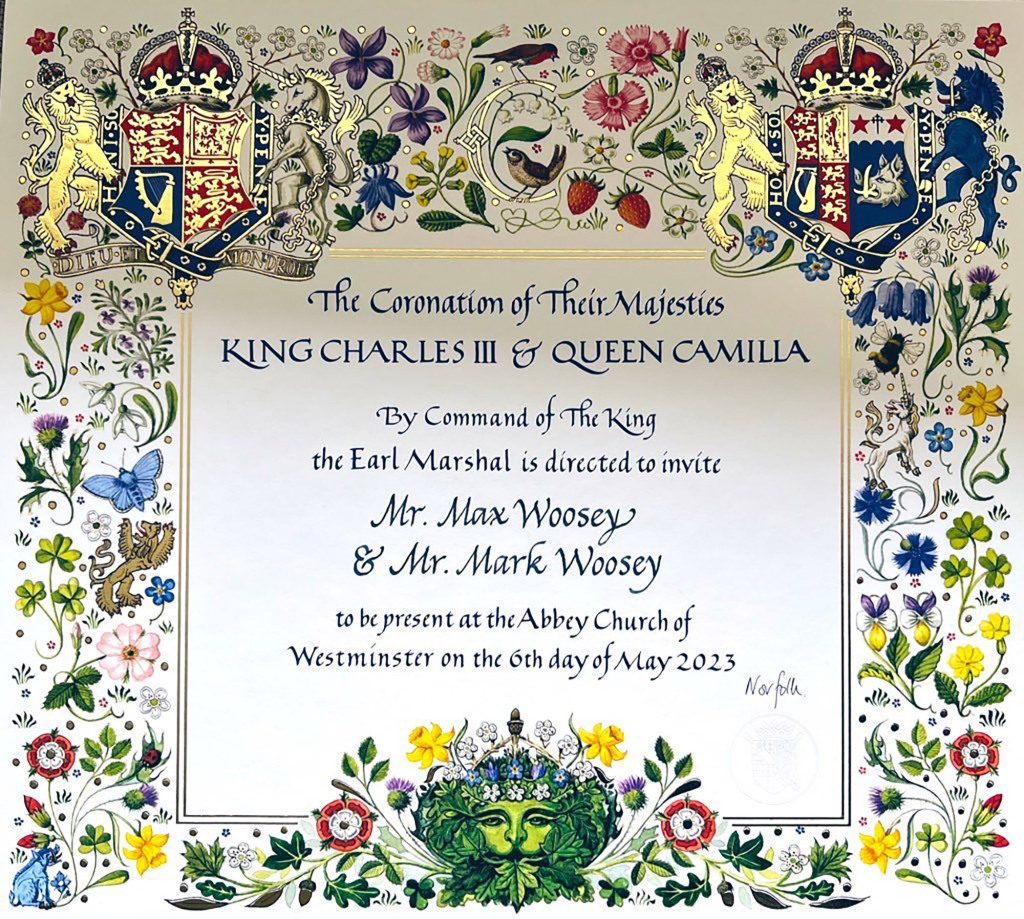 The official invitation to king Charles III's coronation, released from Buckingham Palace.