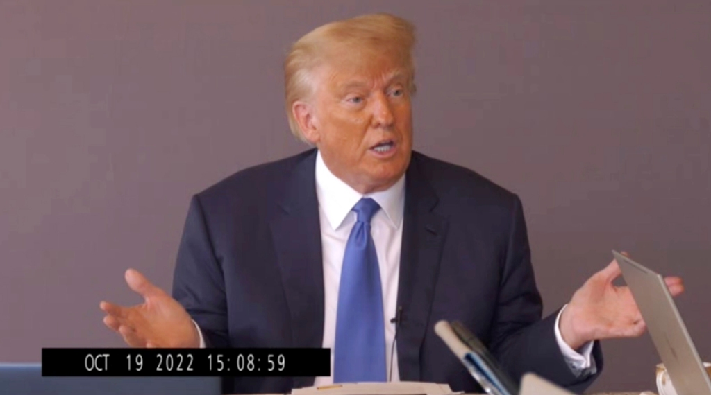 Still image of Donald Trump's deposition video.