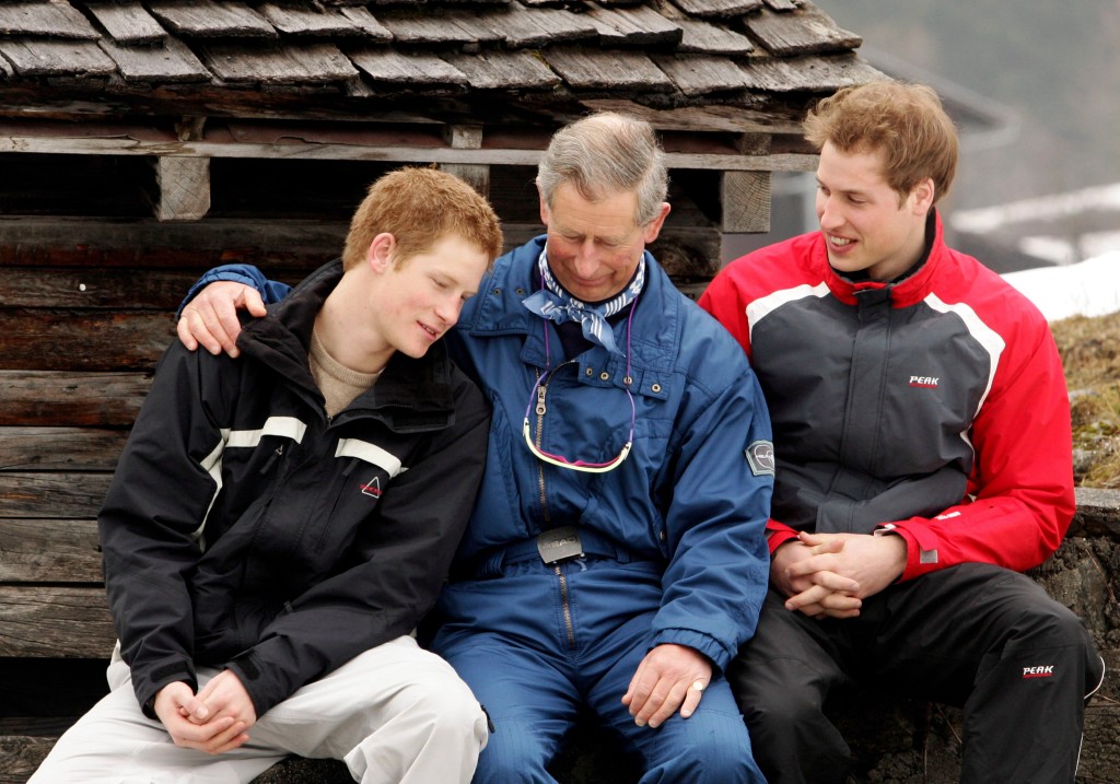 King Charles with his sons in the early 2000s.