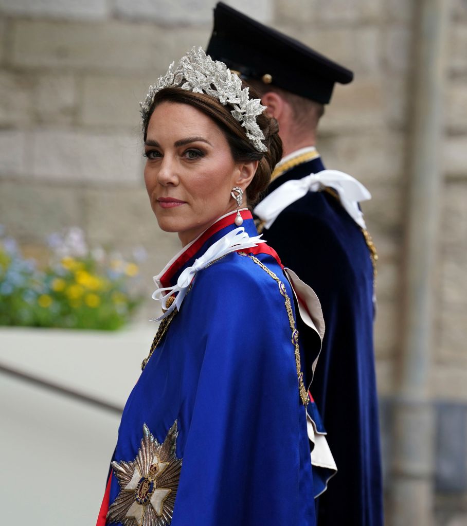 Britain's Prince William and Kate Middleton, the Princess of Wales arrive at Westminster Abbey ahead of the coronation of King Charles III and Camilla, the Queen Consort, in London, Saturday, May 6, 2023. 