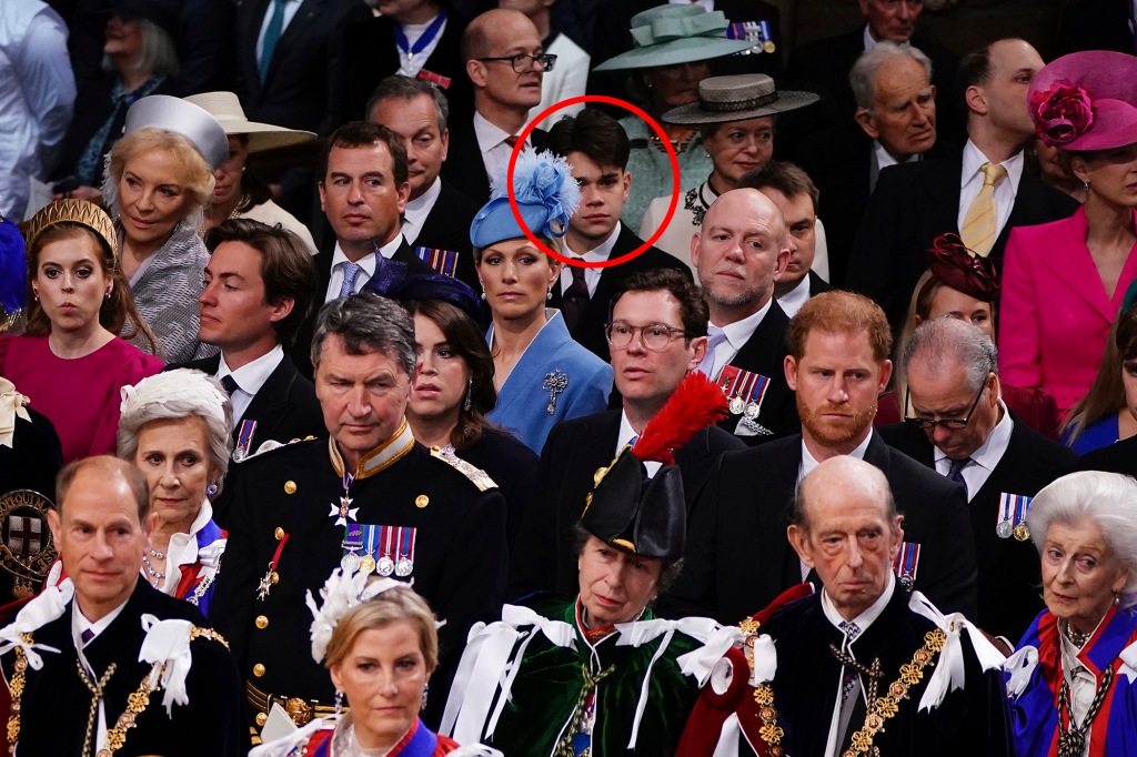 Samuel sat with his mother and father several rows behind Prince Harry inside Westminster Abbey. 