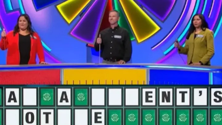 Varshney (right) attempted to solve the puzzle during the non-spinning round saying the answer was "In a moment’s notice" but was told by Sajak that the answer was "incorrect." 