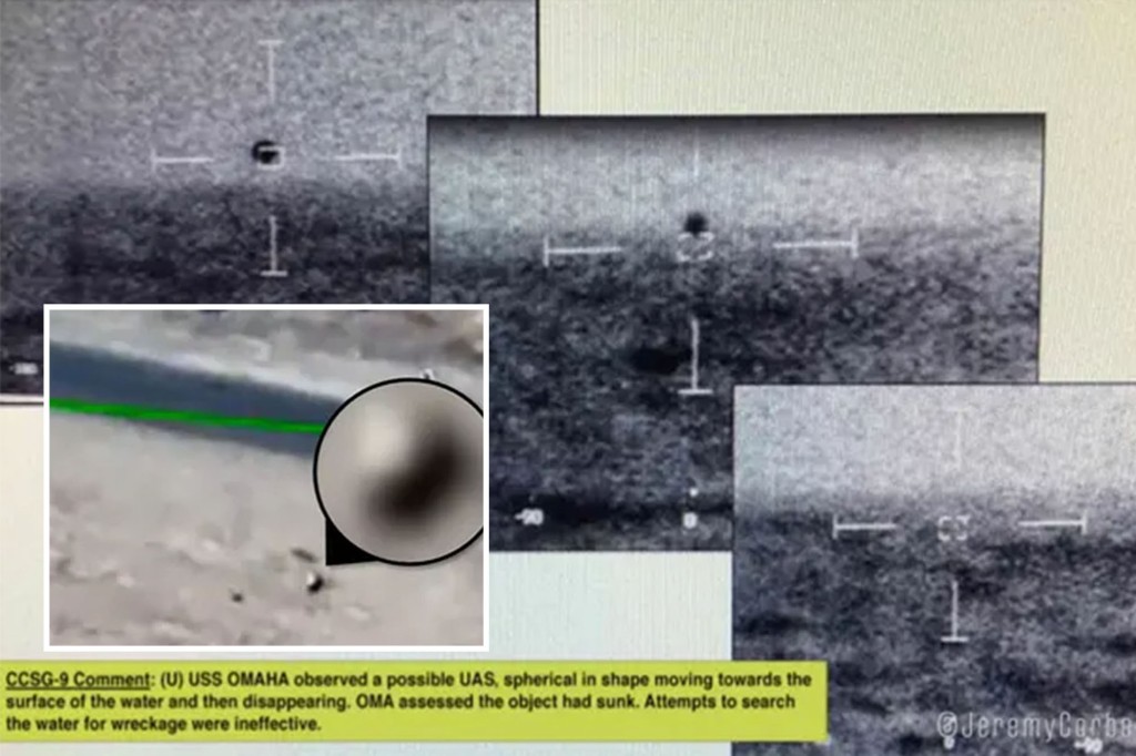 An FA-18 Pilot and a Weapon Systems Officer took these photos of Unidentified Aerial Phenomena