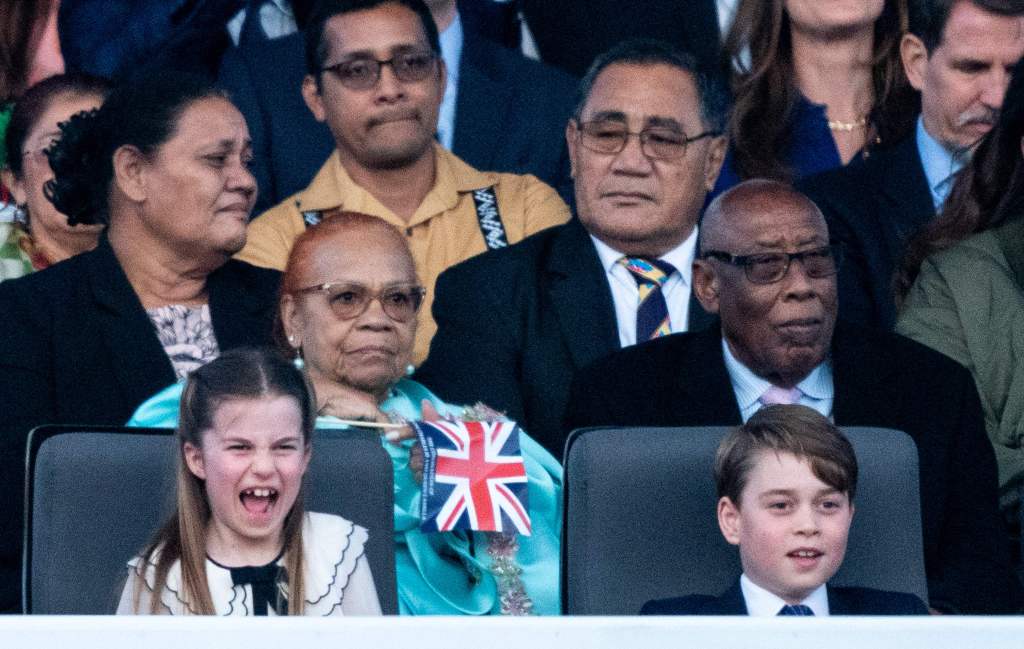 The royal singalong was just one of several iconic moments the young princess (left) and her brother Prince George (right) had over the coronation weekend. 