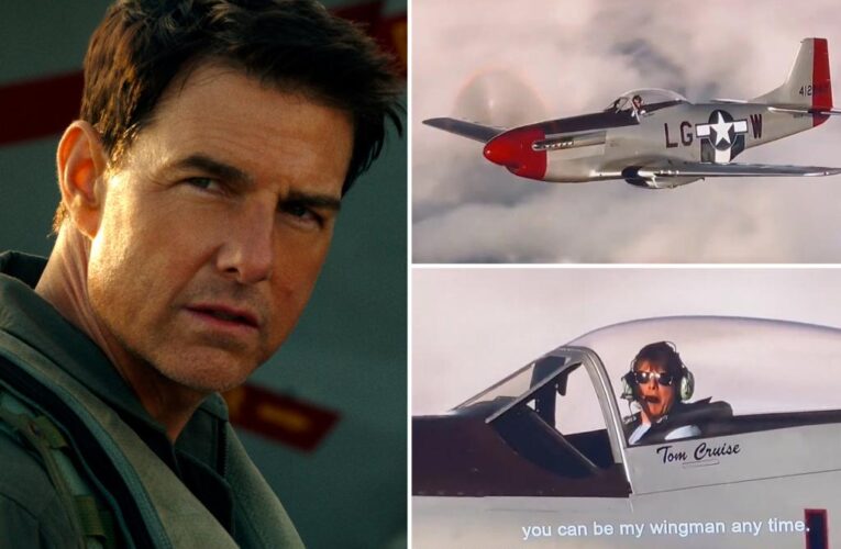 Tom Cruise accepts his MTV Movie Award in his P-51 Mustang plane