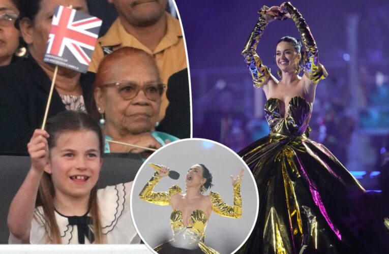 Princess Charlotte sings along with Katy Perry at coronation concert