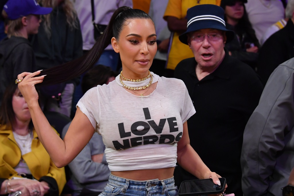 Kim Kardashian attends a playoff basketball game between the Los Angeles Lakers and the Golden State Warriors at Crypto.com Arena on May 8.