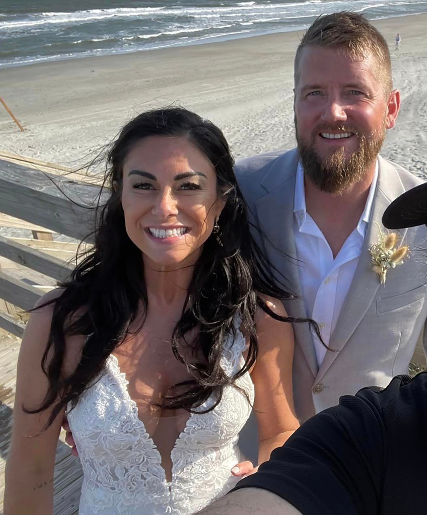 Aric and Samantha getting married on the beach