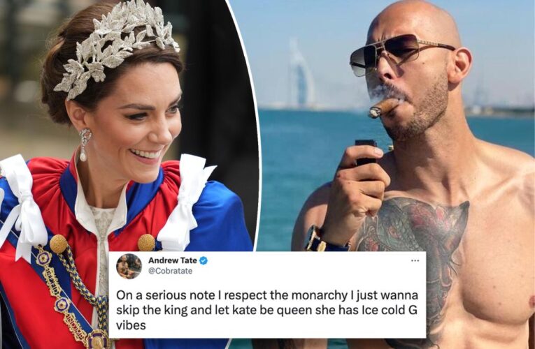 Andrew Tate wants Kate Middleton to be queen: ‘Ice-cold G vibes’