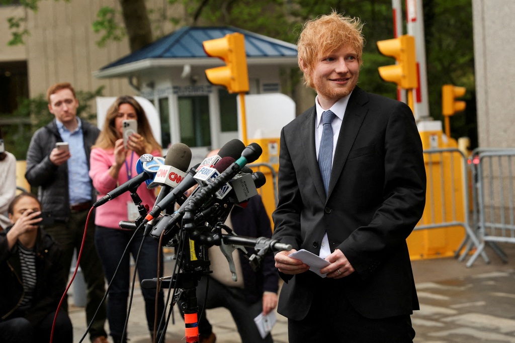 A jubilant Sheeran addressed the media in Manhattan earlier this month