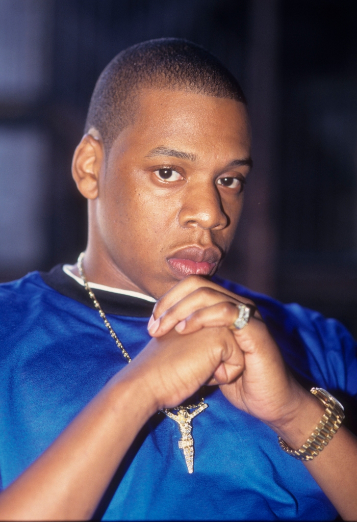 Jay-Z appears in a portrait taken at the Roc-A-Fella Records offices on June 10, 1996, in New York City.  