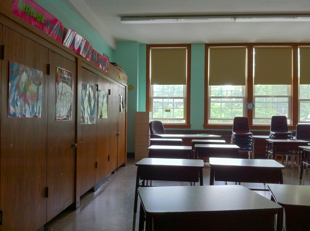 The inside of a classroom.