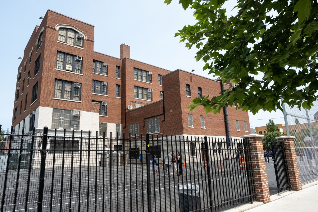 Parents at PS 17 (pictured) are outraged over the possibility of migrants moving into the school's gymnasium.