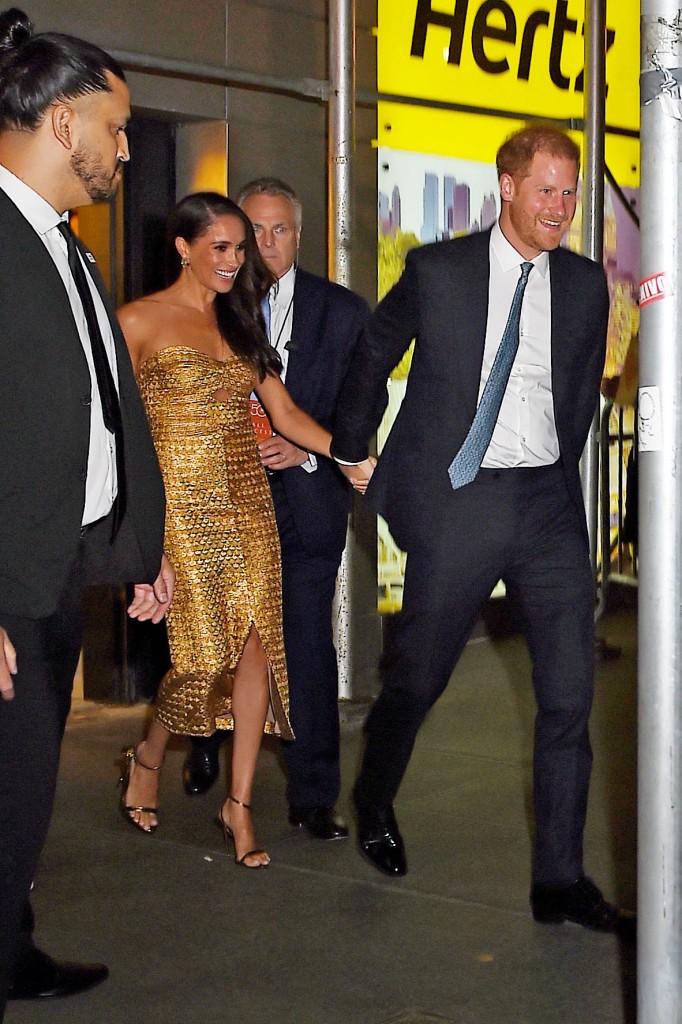 Meghan Markle steps out in New York City with Prince Harry and mom Doria on May 16, 2023.