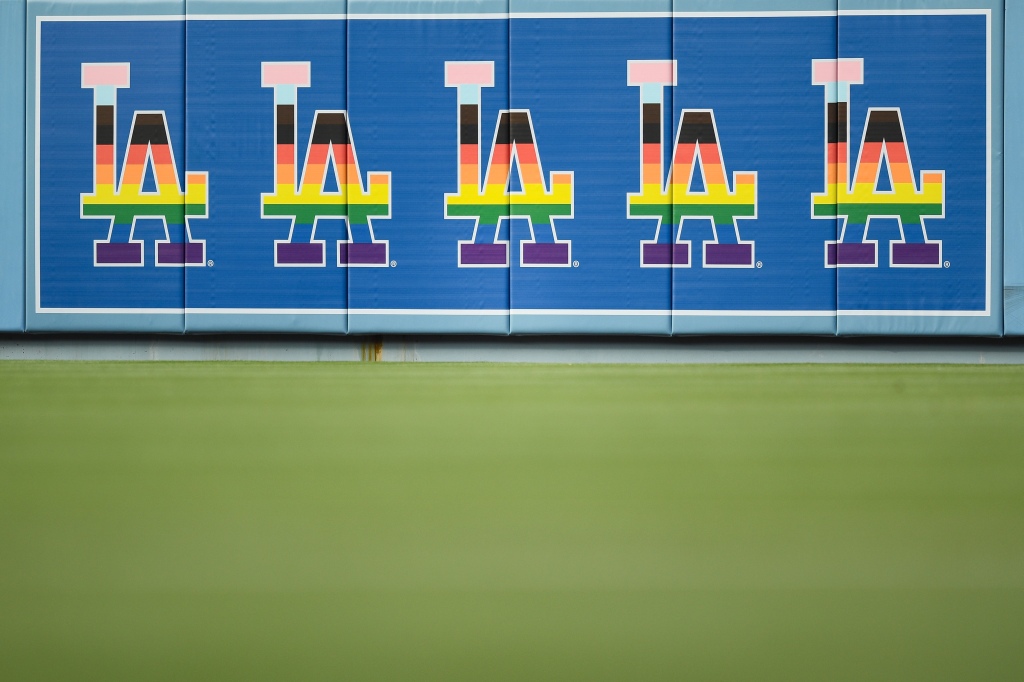LA Dodgers changes logo to rainbow colors to honor pride last year.