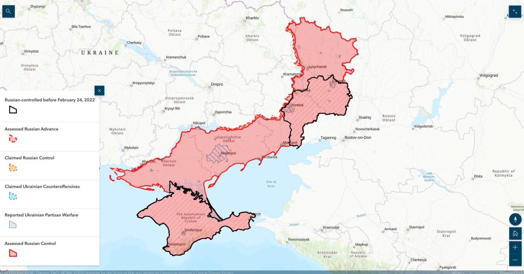 Assessed Control of Terrain in Ukraine 
as of May 16, 2023