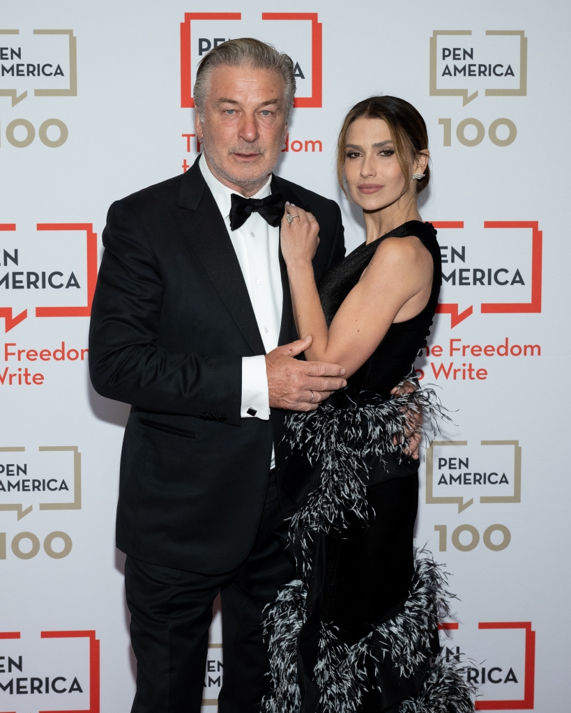 Alec Baldwin and Hilaria Baldwin arrive on the red carpet for the 2023 PEN America Literary Gala  at The Museum of Natural History 