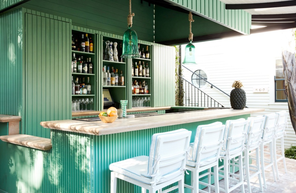 The outdoor bar at the members-only club in LA. 