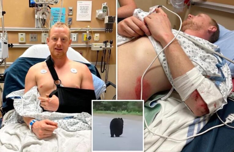Man who crashed into bear while biking ‘glad to be alive’