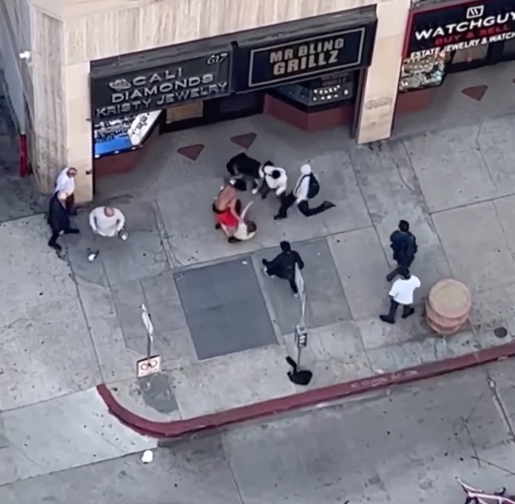 The attack occurred in downtown Los Angeles' jewelry district. 