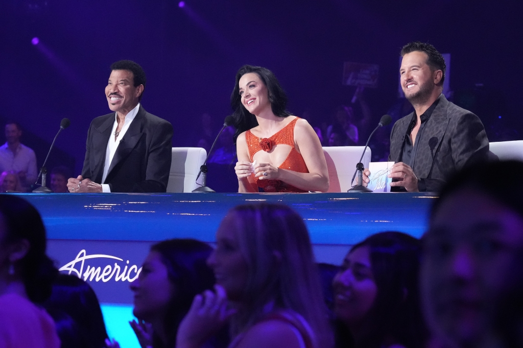 Lionel Richie (left), Katy Perry (center), and Luke Bryan during the three-hour "American Idol" finale.