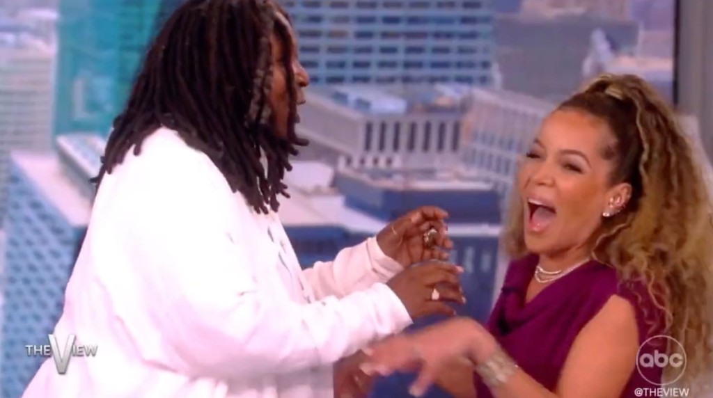 Whoopi Goldberg spices up 'The View' by giving Sunny Hostin a lap dance 