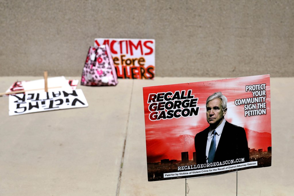 NORWALK, CA - JULY 06: Organizers of an effort to recall Los Angeles County District Attorney George Gascón submit over 700,000 petitions signatures to the County of Los Angeles Registrar Recorder/County Clerk office on Wednesday, July 6, 2022 in Norwalk, CA.