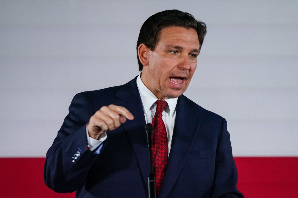 Ron DeSantis animated while speaking in March.