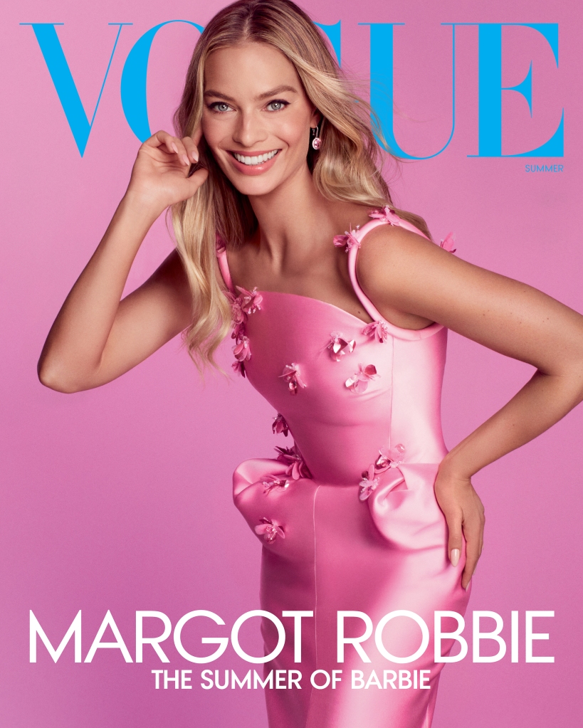 Margot Robbie in pink on Vogue cover