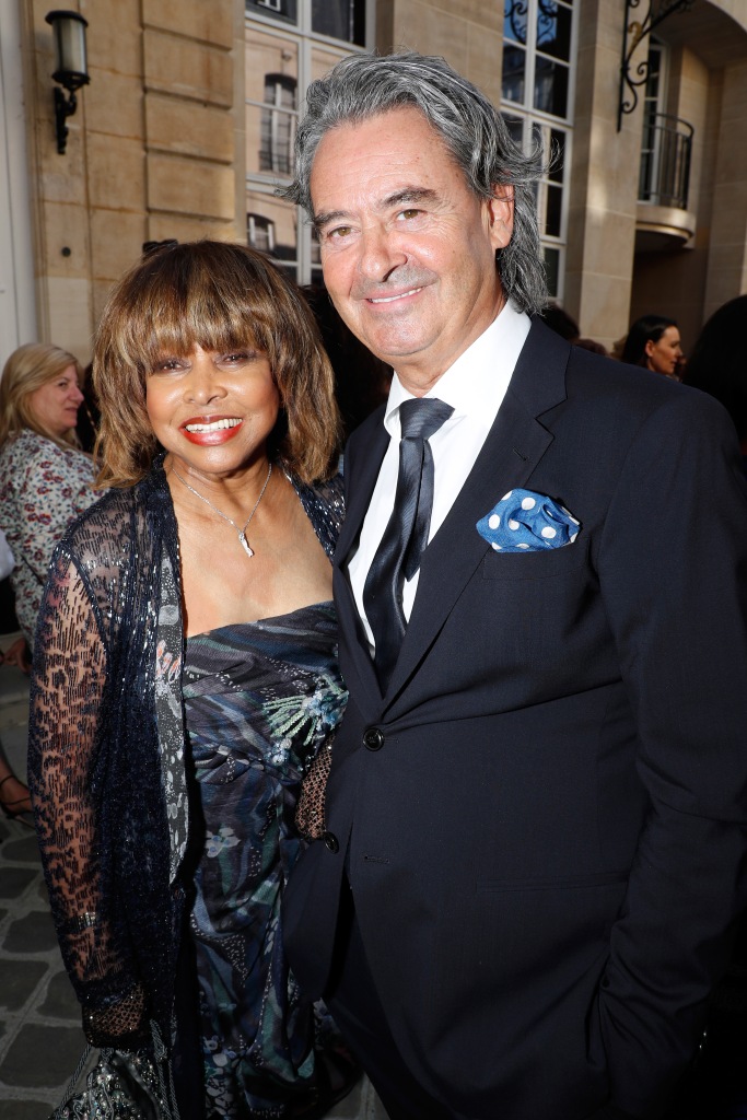 Tina Turner and her husband Erwin Bach attend the Giorgio Armani Prive Haute Couture Fall Winter 2018/2019 show as part of Paris Fashion Week on July 3, 2018 in Paris, France.